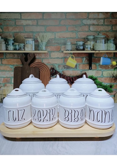 7 Parça Tasarım Baharatlık Seti Tea/coffee/sugar Tuz/kekik/biber/nane Pinterest Kavanoz Seti