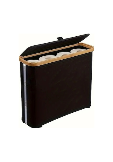 Trendooze Gaojunshop01 Siyah Modern Çiftlik Evi Tuvalet Kağıdı Tutucu, Kapaklı Saklama Sepeti Siyah