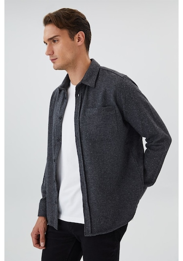 Lee Cooper Harold Erkek Dokuma Uzun Kol Gömlek Antrasit-15326 Antrasit