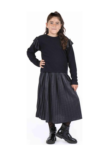 Bestkids Kız Çocuk Kolları Deri Detaylı Sweatshirt 001