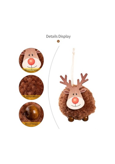 Fortunelane Kahverengi Yün Ahşap Geyik Şekilli Noel Ağaç Çiçeği, İç/dış Dekorasyon, Sevimli Stiliyle Noel Atmosferi Yaratır - 1 A Kahverengi