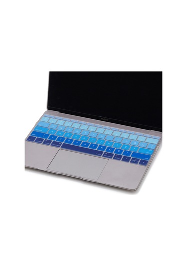 Laptop Macbook Pro Klavye Koruyucu Us To Tr 13inç A1708 -13inç A1534 İle Uyumlu Ombre Lacivert Mavi