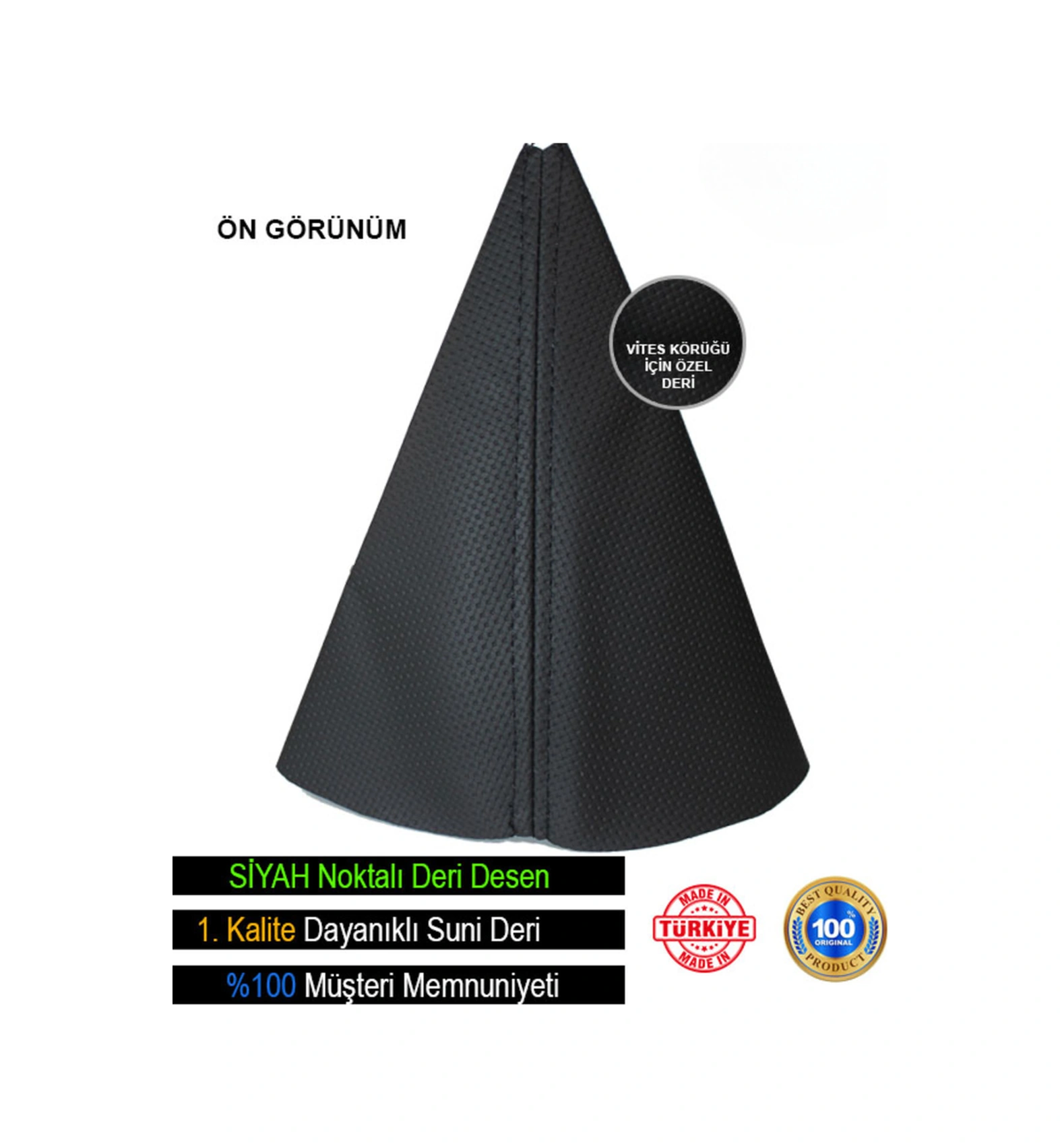 Skoda Rapid Siyah Nokta Desenli Deri Spor Dikiş Vites Körüğü Çok Renkli