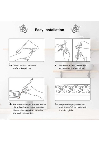 Pazly Şık Duvara Monte Kahve Kapsül Organizatörü - Mutfak Dekorasyonu İçin Çok Renkli Kapsül Rafı Çok Renkli