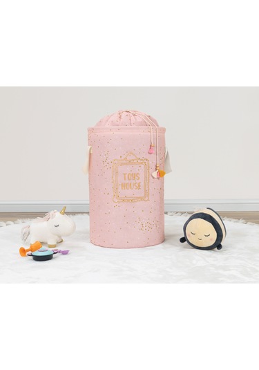Bebek Odası Yuvarlak Torbalı Sepet - Pembe