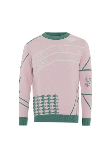 Pembe Doğal Yün Dokulu Regular Fit Kazak 801821 Pembe