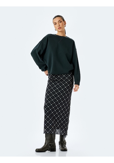 Koton Pamuklu Bisiklet Yaka Uzun Kollu Oversize Sweatshirt Antrasit 5sak10200ek Antrasit