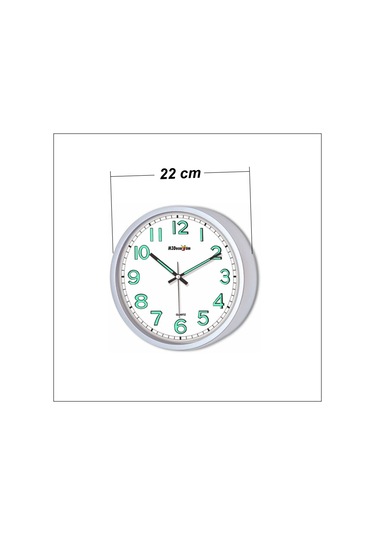 Fosforlu Mat Metalik Dekorasyona Uyumlu 22 Cm Duvar Saati Ahşap