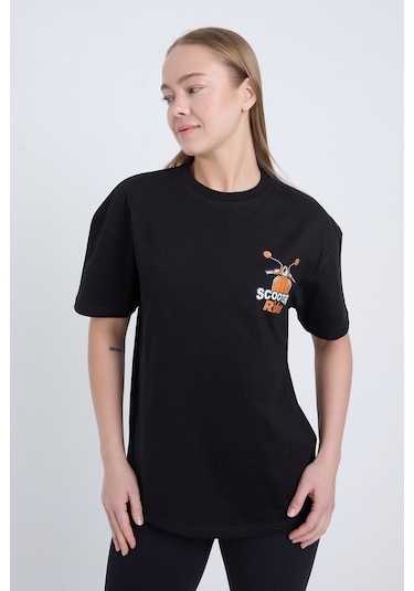 Velvoria Unisex Oversize Siyah Scooter T-shirt