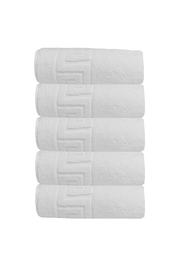 5 Li Otel Ayak Havlusu Bukle Ayak İzli 50x70 Cm Beyaz 20/2 Ring 250 Gr Beyaz