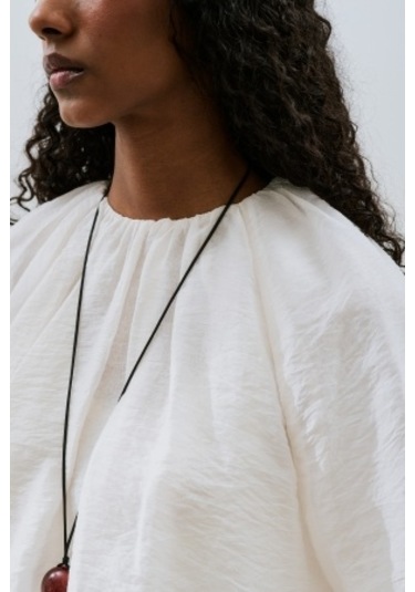 Balon Form Kısa Bluz Ekru Ekru