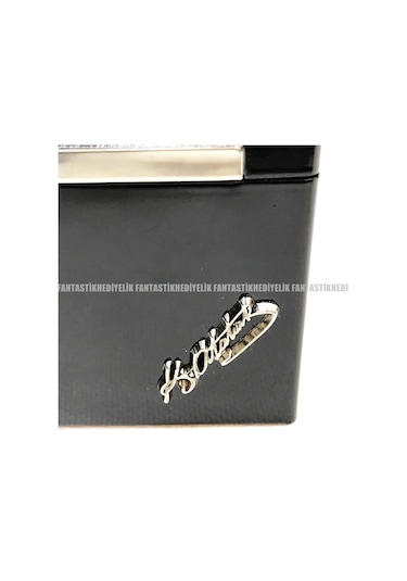 Atatürk Imzalı Mıknatıs Kapak Alüminyum Sigara Tutun Kutu Tabaka