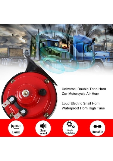 Novahub 2 Adet 24v Evrensel Çift Tonlu Korna, Metal + Abs, Suya Dayanıklı, Yüksek/düşük Sesli, Araba Motosiklet Kornası