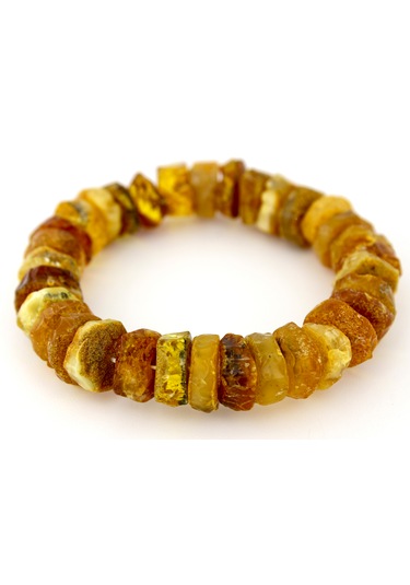 Kehribar Bileklik Amorf Tasarım Ambergold Blk23-132 Çok Renkli