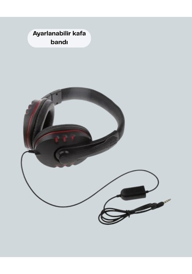 Bfs Kırmızı Işıklı Oyuncu Kulaklığı Kablolu Mikrofonlu Profesyonel