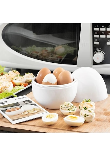 Elmpaly Beyaz 4 Yumurtalık Mikrodalga Yumurta Pişirici - Taşınabilir Pratik Mutfak Aleti