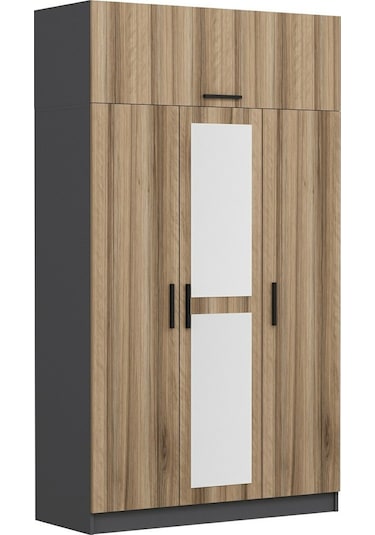 Minar Kale 3 Kapaklı 1 Aynalı 2 Ç Dolap Ve Yüklük Antrasit Dore 255cm