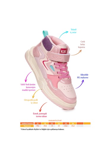 Kiko Kids Hayka-3 Cırtlı Kız Çocuk Spor Ayakkabı Mercan - Şeker Mercan - Şeker