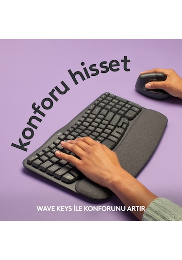 Logitech Wave Keys Kablosuz Bluetooth Türkçe Q Klavye
