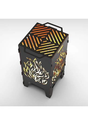 Ateş Çukuru Alev Desenli Portatif Dekoratif Mangal