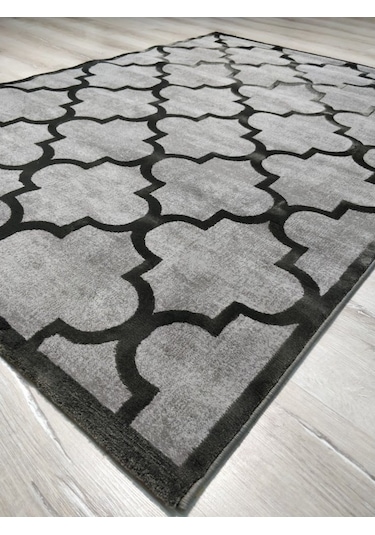 Eko Halı Como Cm04 Gri Siyah Modern Halı 120X170 Cm