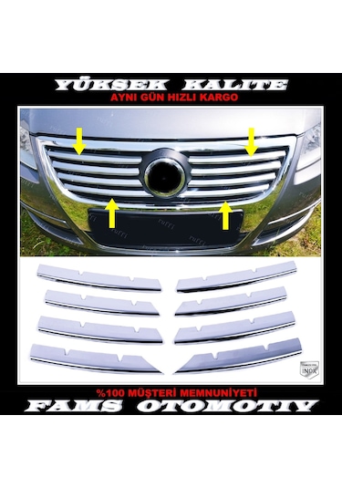 Vw Passat B6 Krom Ön Panjur 8 Prç. 2005-2011 Arası P.Çelik
