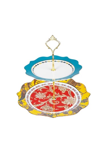 Luckyart Frances New Bone Porselen İki Katlı Kek Standı Lyhd 474