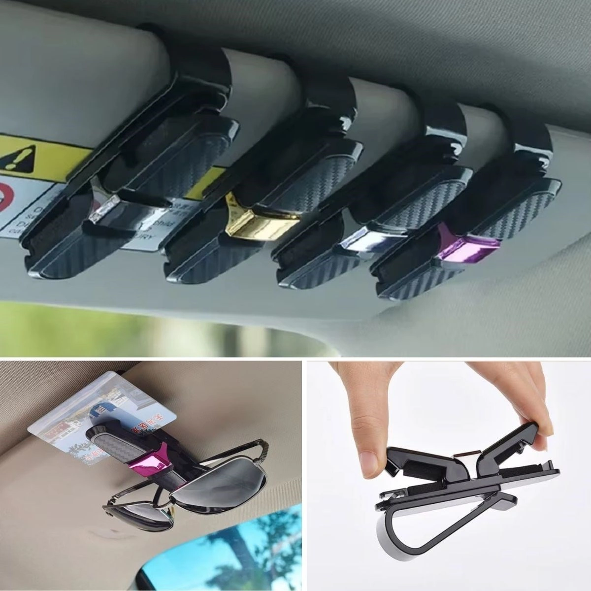 Sıladanal Araç İçi Güneşliğe Takılan 2'li Gözlük,kart,para Takmalık Aparat Siyah
