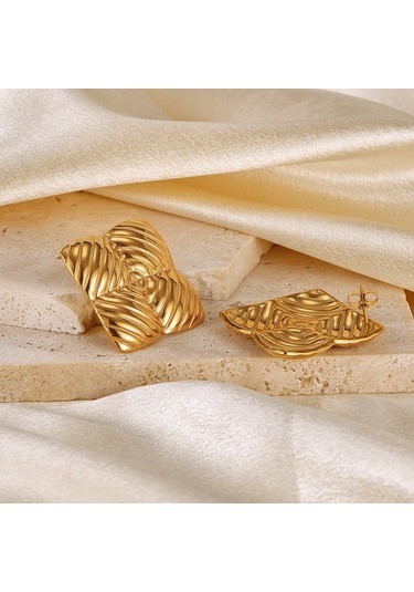 Sones Opk Ge939 1 Çift Vintage Paslanmaz Çelik Geometrik Çizgili Küpe Çok Renkli