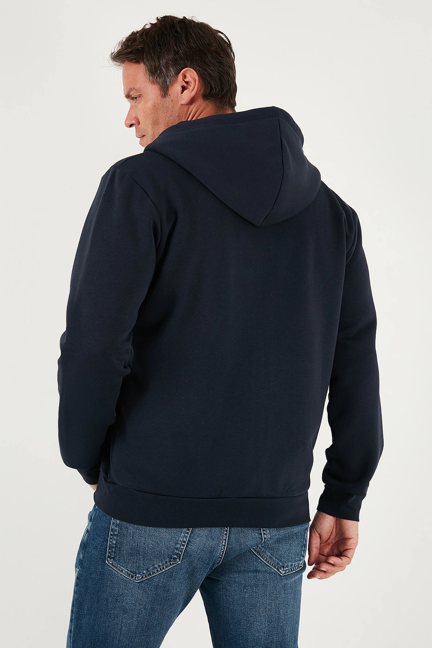 Buratti Regular Fit Kapüşonlu Fermuarlı Içi Tüylü Yumuşak Şardonlu Kışlık Erkek Sweat 5905340 Koyu Lacivert
