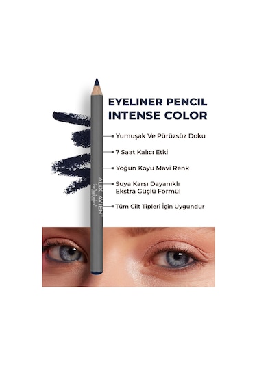 Alix Avien Suya Dayanıklı Yoğun Pigmentli Kremsi Kolay Sürüm Lacivert Göz Kalemi Eyeliner Pencil Dark Blue