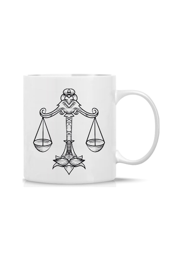 Terazi Burcu Kupa Mistik Astroloji Tasarım Beyaz