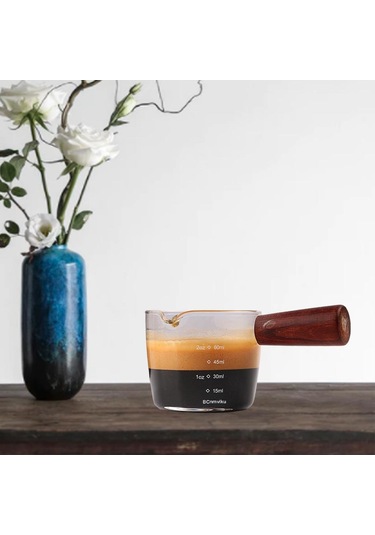 Suntek Espresso Bardağı Ölçüm Kabı Ahşap Saplı Ölçü Çift Çıkışlı