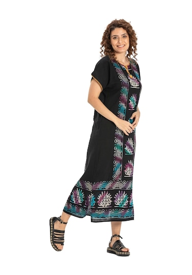 Kısa Kol Pamuk Hitit Uzun Elbise Eti Renkli Eti Renkli-eti Renkli Siyah