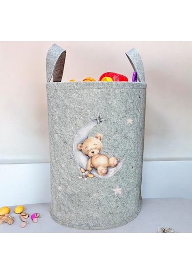 Özel Tasarım Uykucu Ayı Bebek Çocuk Odası Düzenleyici Saklama Kut