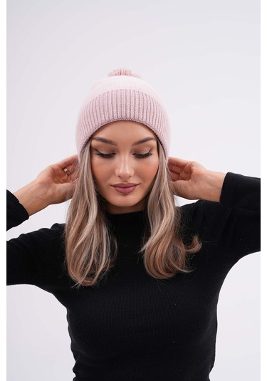 Peluş Ponponlu Bere Pudra