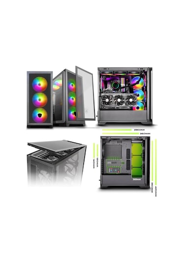 Griffin G9 Argb 2xusb3.0 1xusb3.1 1xtype-c Kumandalı Oyun Bilgisayar Kasası Psu Yok