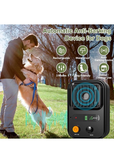 Geeksen Yeşil Pu87 Ultrasonik Köpek Kovucu, Otomatik Havlama Durdurucu, 50 Ft Etki Mesafesi, Ip54 Su Geçirmez, 3 Modlu Taşınabilir Dış Mekan Uygulaması