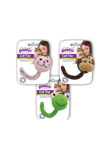 Pawise Kuyruklu Doğal Kumaş Kedi Oyuncağı 12 CM