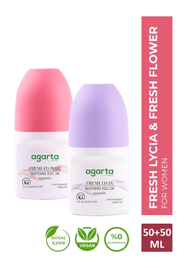 Agarta Fresh Flower + Fresh Lycia Ter Kokusu Önleyici Beyazlatıcı Kadın Roll-On Deodorant 2 x 50 ML