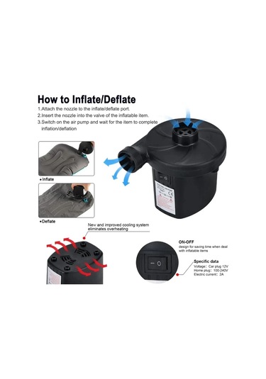 Jialan Mini Şişme Pompa Elektrikli Hava Yastığı Kamp Pompası