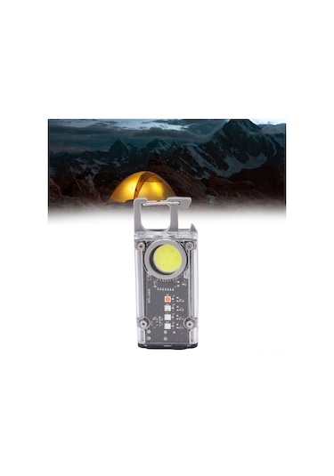 Yaozixa Alüminyum Mini Cob Çalışma Lambası - 1500 Lümens 8 Aydınlatma Modu - Manyetik Tabanlı Çanta Anahtarı - Usb Şarjlı Fener Gümüş Diğer