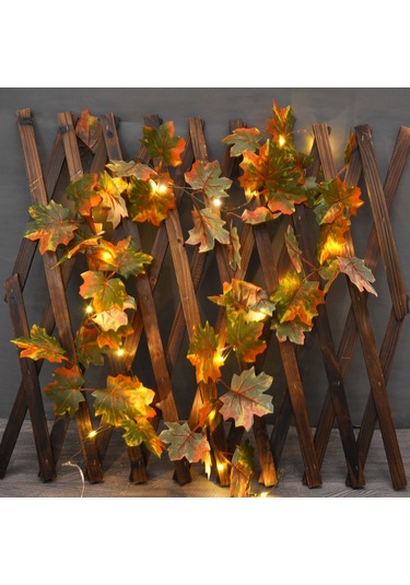 Suofeng Harvest Renkli Yapay Akçaağaç Yapraklı Işıklı Süs, 2m 10 Işık, 3xaa Pil Gerekiyor Pil Dahil Değil