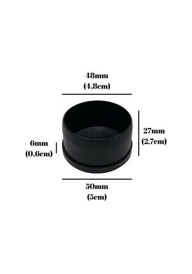 Yuvarlak Demir Profil İç Tapa Geçme Plastik Ayak Geçme Koruma Plastiği 50mm 4 Adet Siyah Siyah