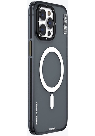 İphone 15 Pro Max Uyumlu Kılıf Magsafe Şarj Özellikli Youngkit Jiansha Serisi Kapak Siyah