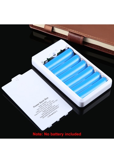Haweel Dıy 6 X 18650 24w Hızlı Şarj Güç Bankası Kutusu Ekranlı Kılıf, Dahil Değil Beyaz