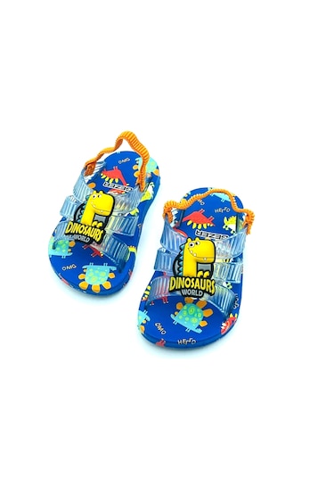 Gezer 13291 Dinazor Desenli Erkek Bebe Havuz Plaj Terlik-sandalet Mavi