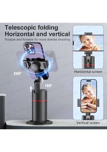 Torima P02 Profesyonel 360 Derece Gimbal Öz Çekim Telefon Sabitleyici Video Çekimi Siyah