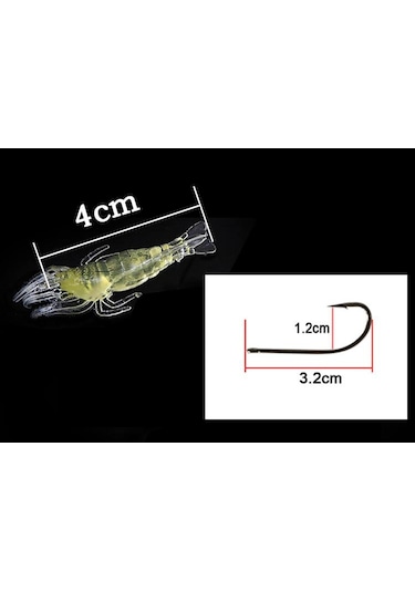 Valkyrie 12 Adet Fosforlu Kancalı Silikon Karides Olta Yem Sahte Yapay İğneli Balık Yemi Beyaz