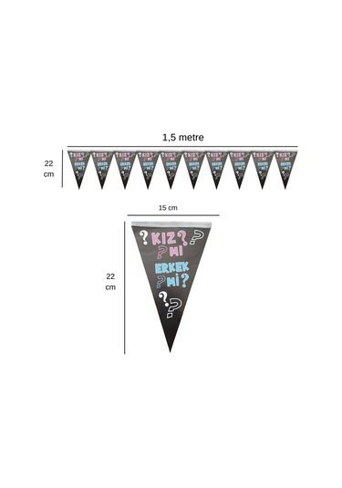 Kızmı Erkekmi Flama Bayrak Set Süs Tüm Yaşlar